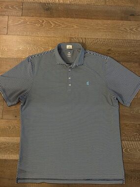 Striped Navy & White Polo Golf Shirt